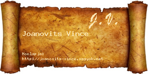 Joanovits Vince névjegykártya